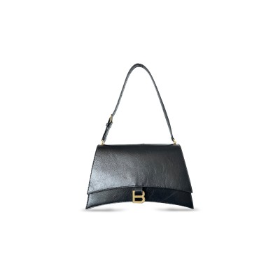 BALENCIAGA WOMEN'S CRUSH BAG MEDIUM IN BLACK 7654662AAR41000 (30.9*21*10.9cm)